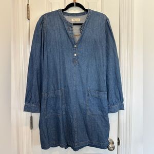 Madewell Long-sleeve Denim Pinafore Dress, size 2X